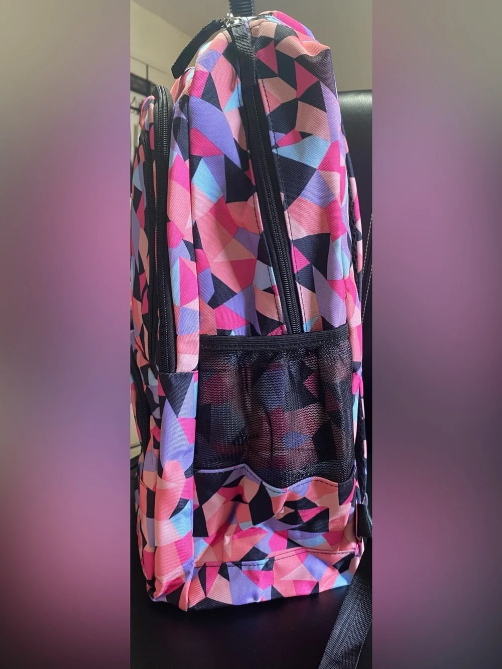 NEW🎉 Ziranu Geometric Vibrant Multicolor Print Backpack